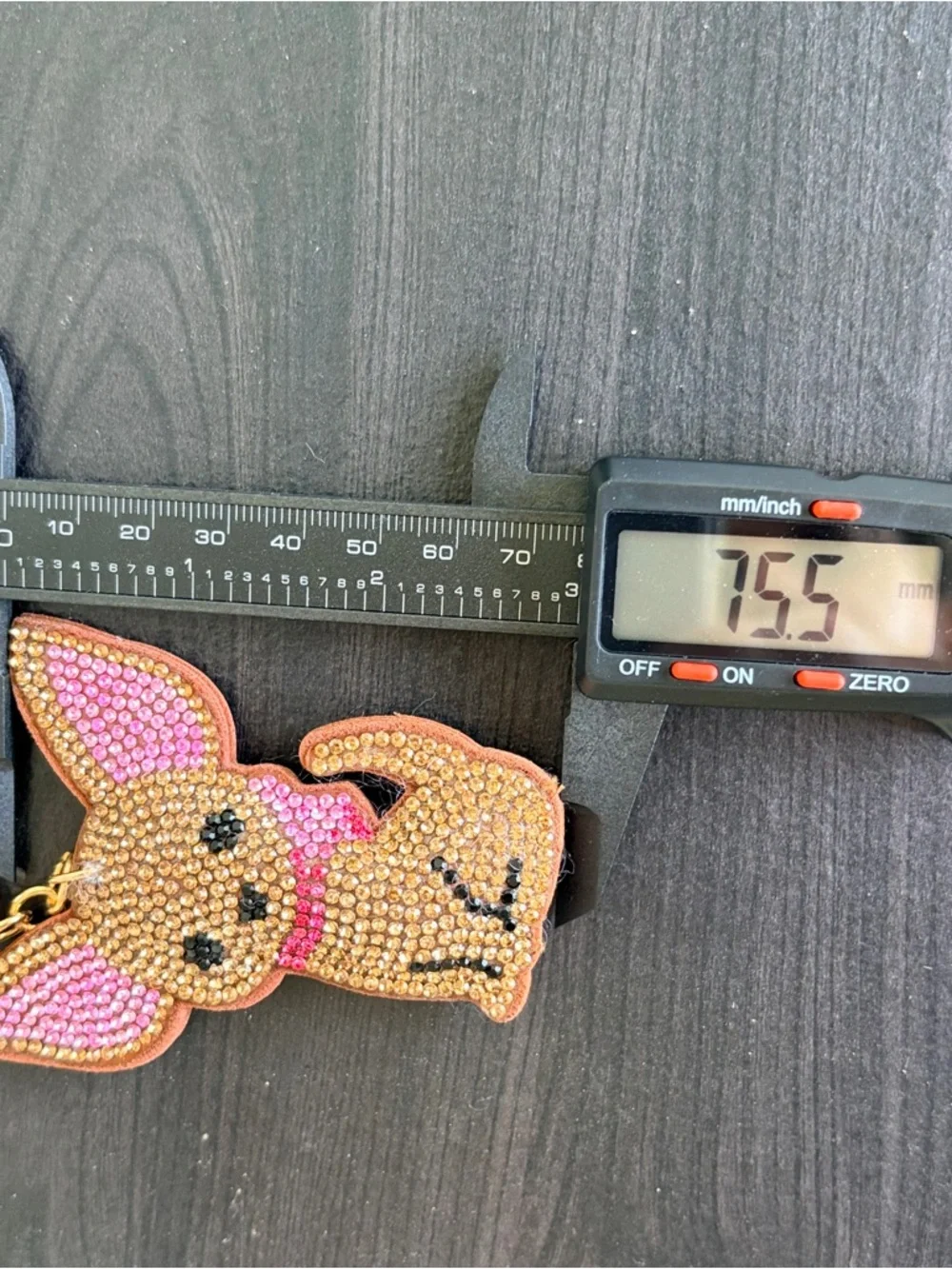 Crystal Chihuahua Keychain in Brown and Pink